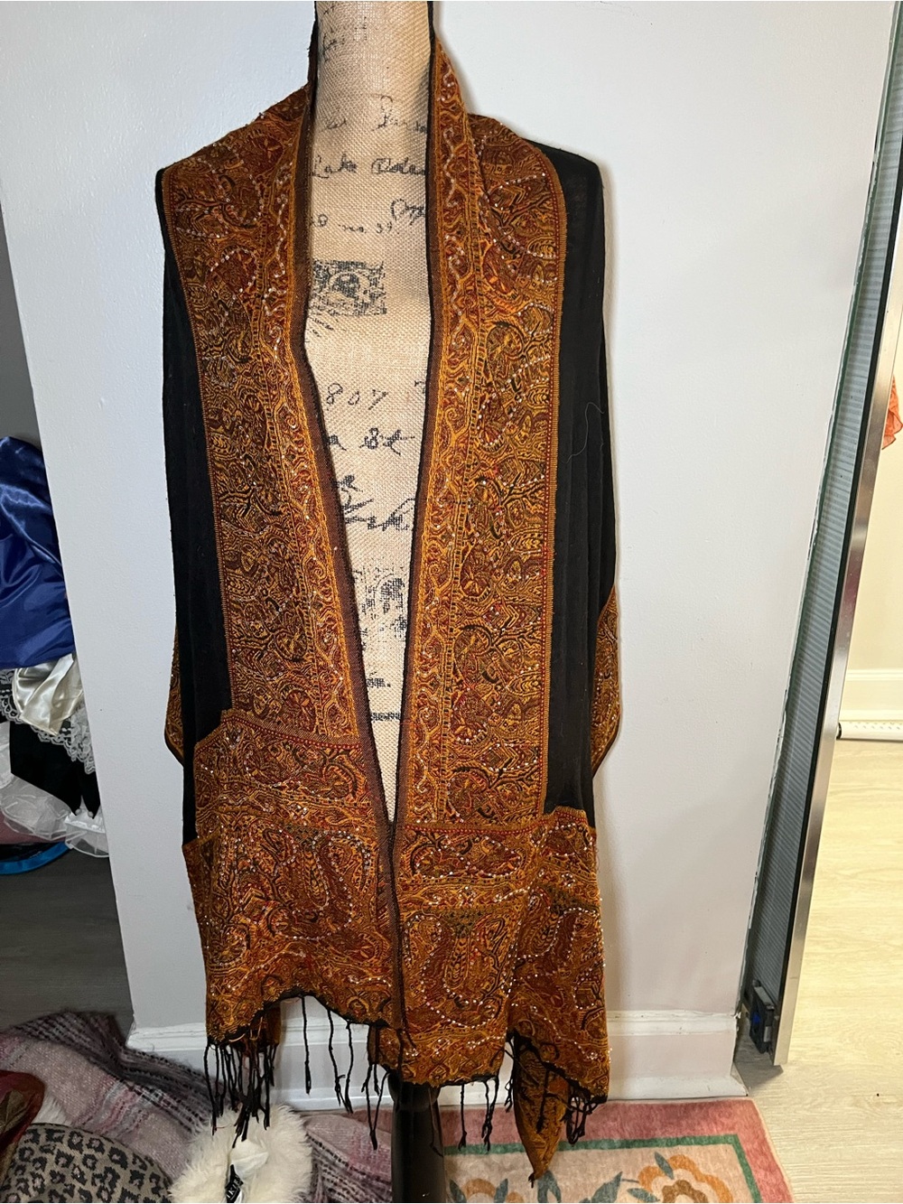Black and gold Indian Shawl